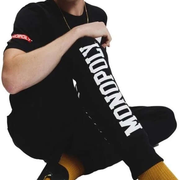 Champion Monopoly Reverse Weave Sweatpants Black small rare euc joggers - Picture 2 of 14